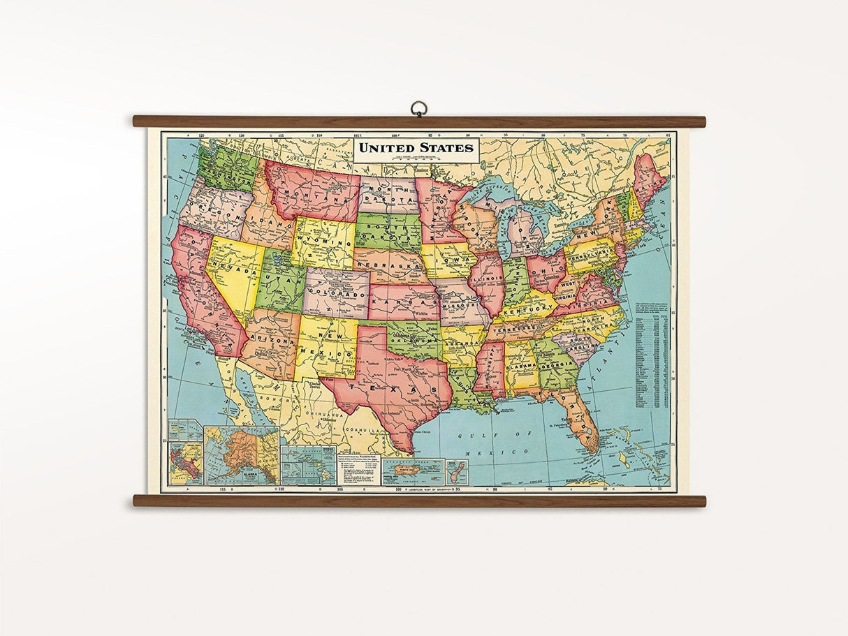 Cavallini Vintage School Chart - United States Map
