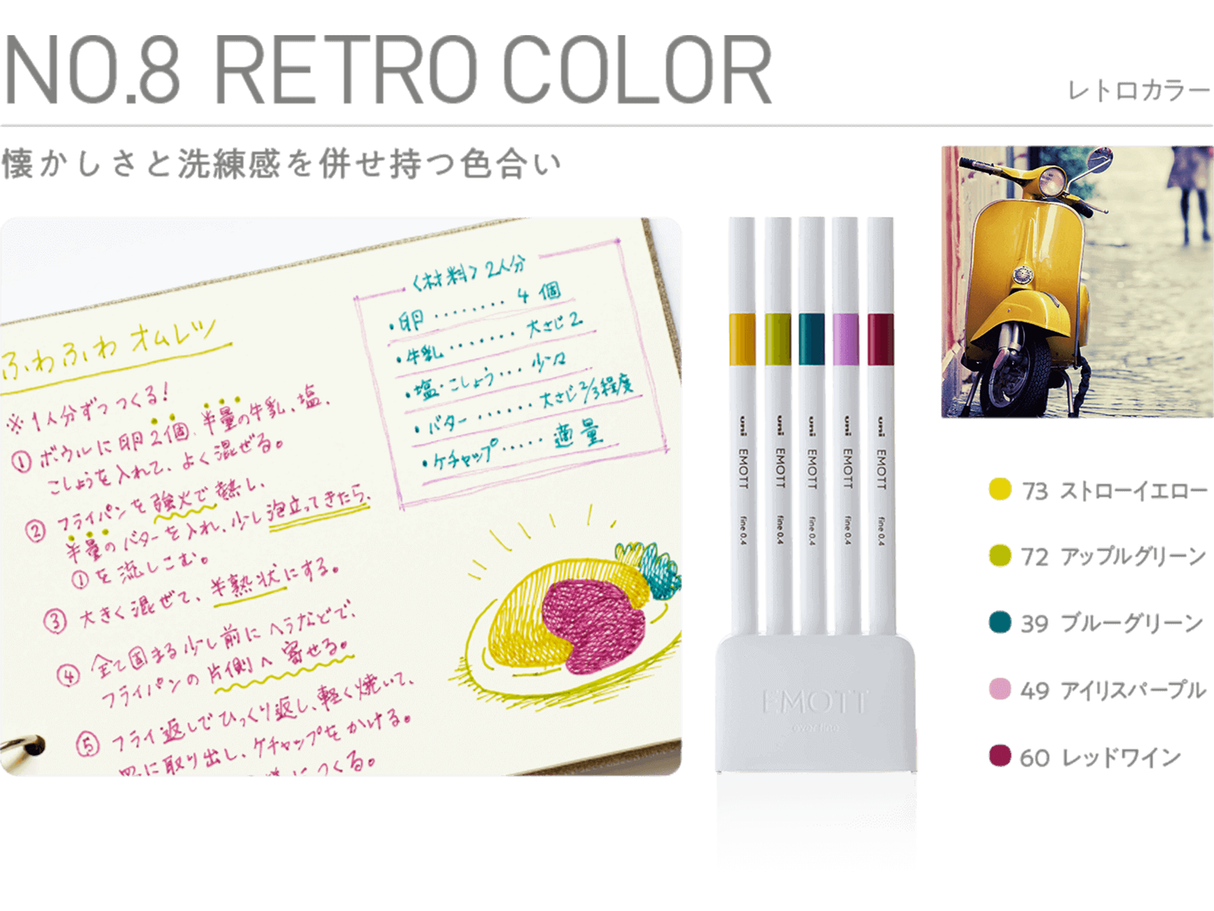 Emott Ever Fine Color Liners Set of 5 - Retro Colors
