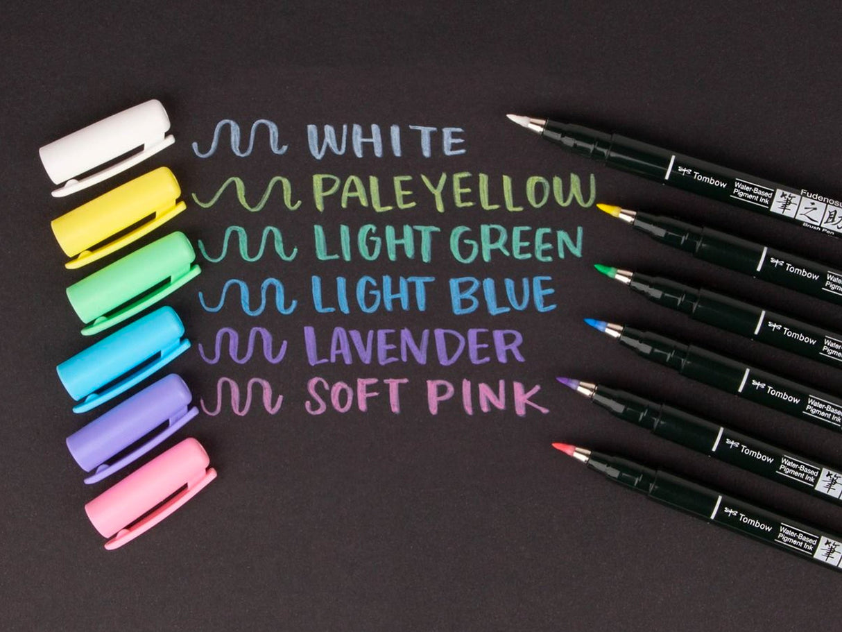 Fudenosuke Pastel Calligraphy Brush Pens 6-Pack