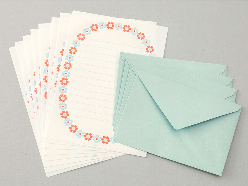 Midori Letter Writing Set - 478 Letterpress Flower Frame