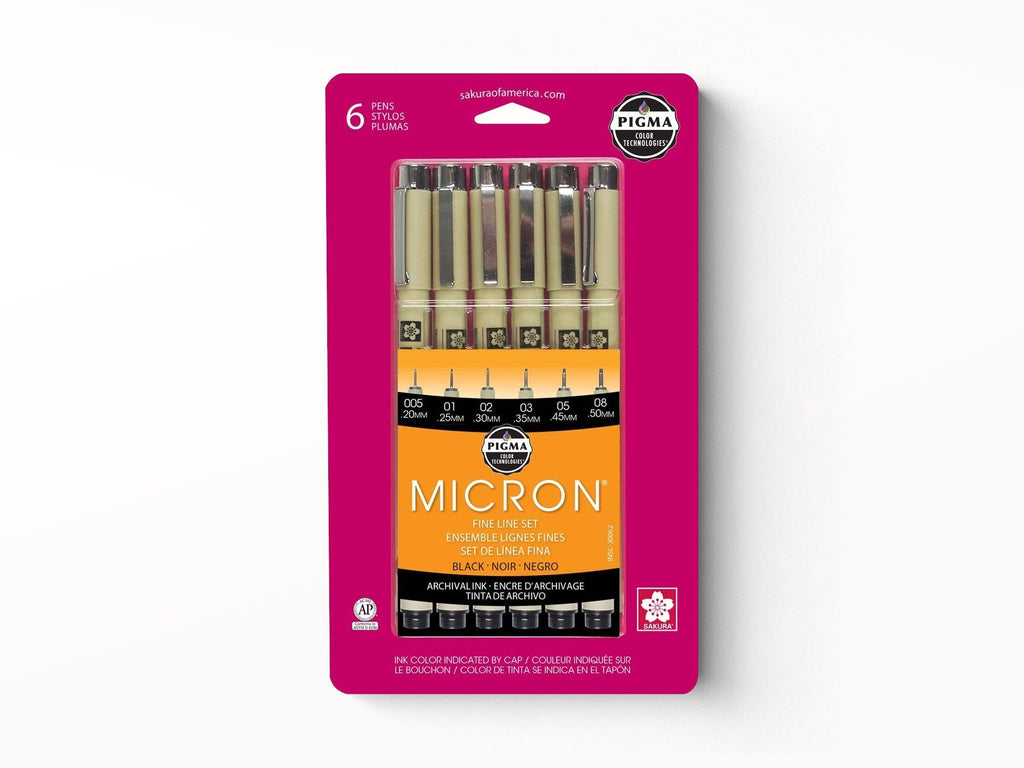 Pigma Micron Fine Line Pen Set of 6