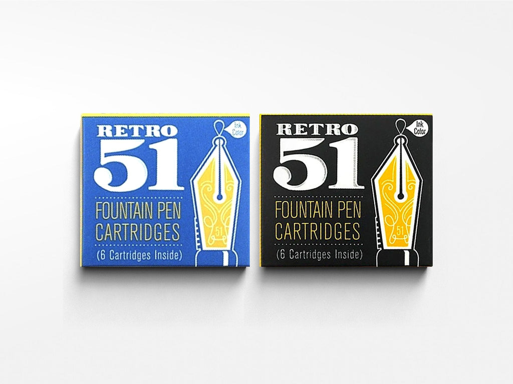 Retro 51 Fountain Cartridge Black 6 Pack