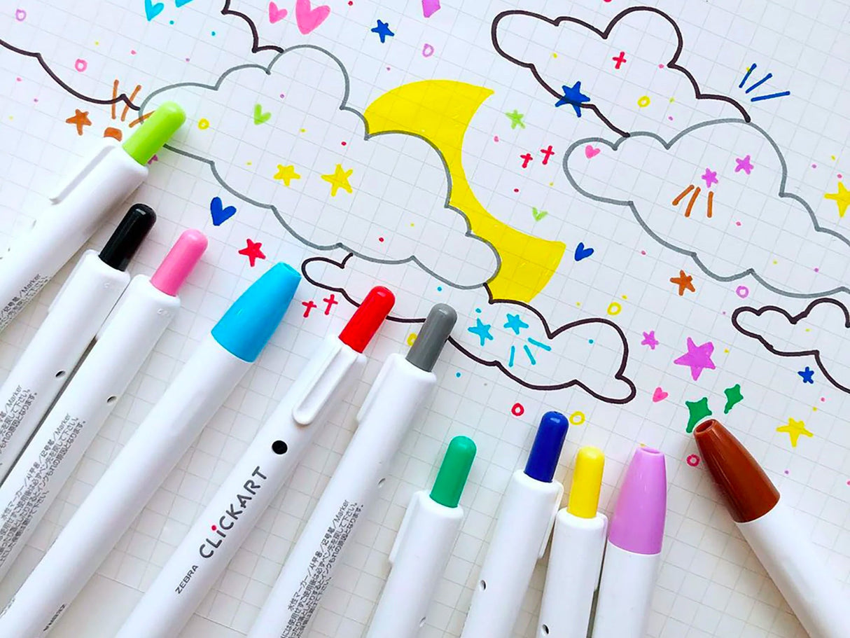 Zebra ClickArt Retractable Marker Pens Set of 12 - Standard