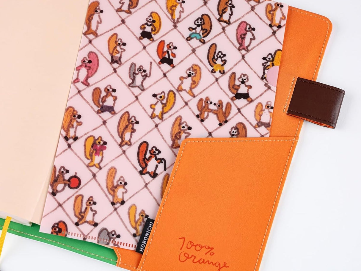 100%ORANGE Hobonichi Folder Set of 2 for A5 Size - Squirrel Squadron