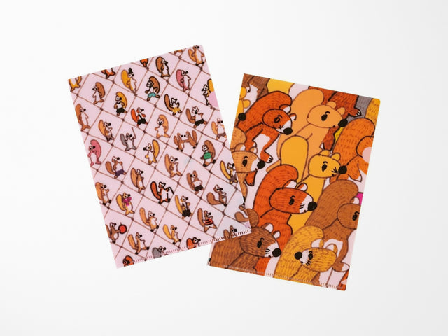 100%ORANGE Hobonichi Folder Set of 2 for A5 Size - Squirrel Squadron