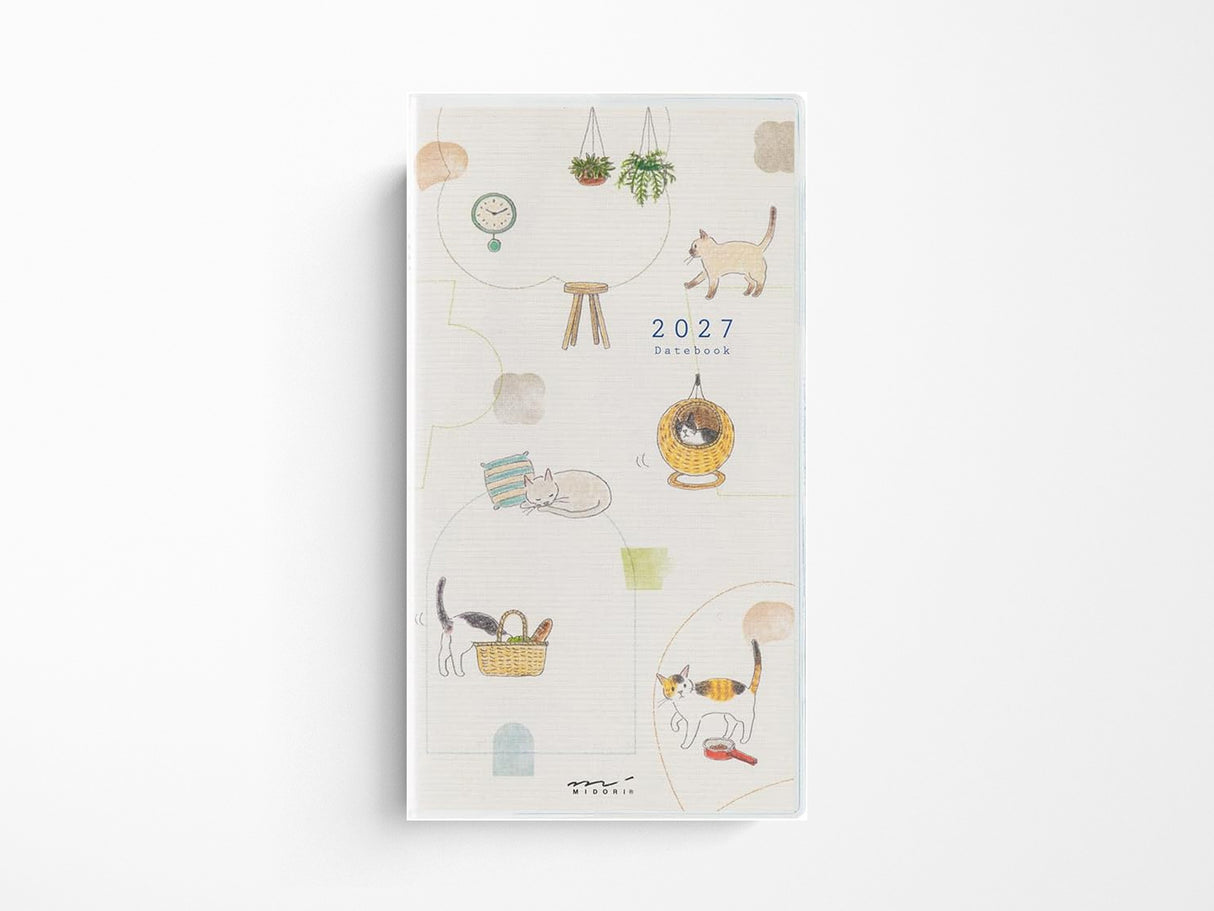 Midori Pocket Diary Slim Cat 2027