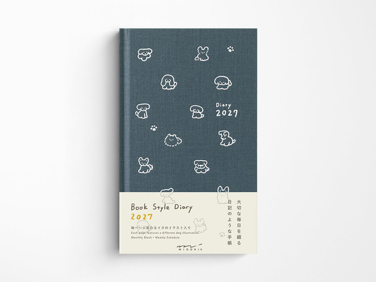 Midori Book Style Diary 2027 - Navy Dog