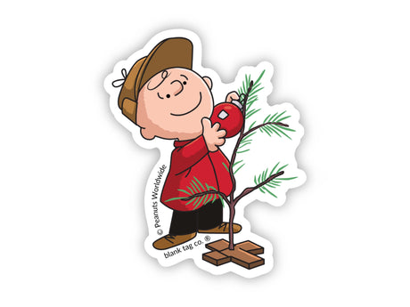Charlie with His Tree Vinyl Sticker
