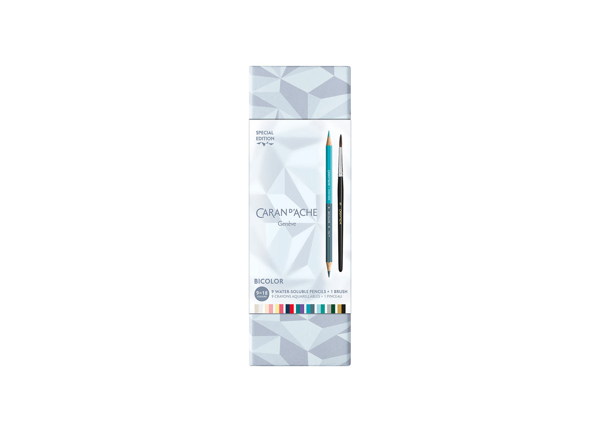 Caran D'Ache 9 Pencil Set + 1 Brush ALPINE FROST – Special Edition