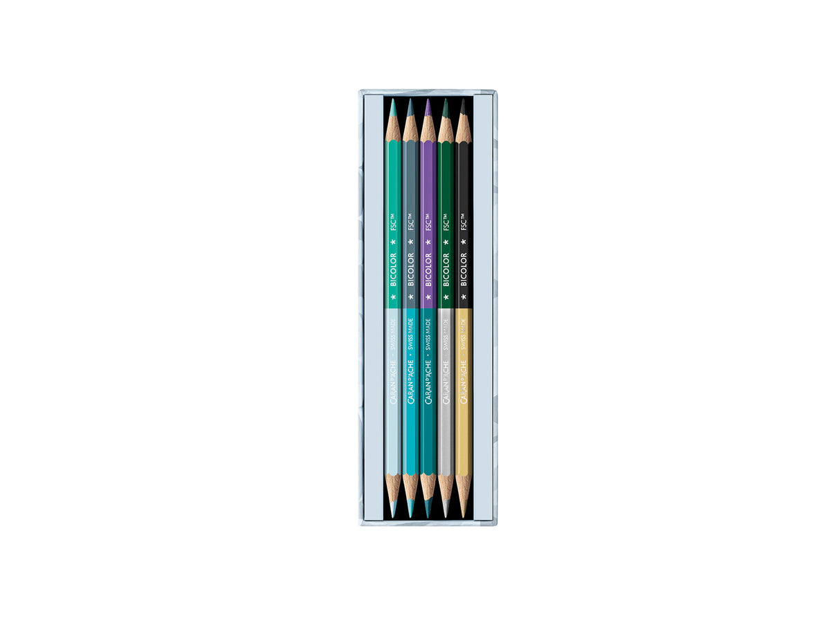 Caran D'Ache 9 Pencil Set + 1 Brush ALPINE FROST – Special Edition