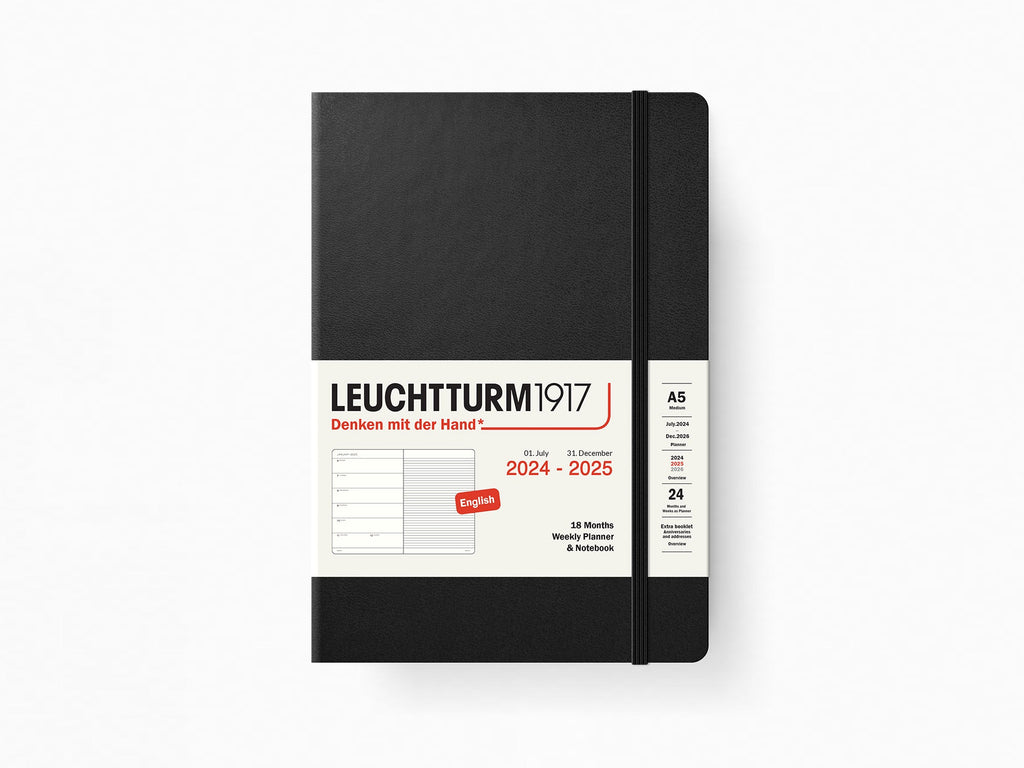 2025 Leuchtturm 1917 18 Month Weekly Planner & Notebook - BLACK Hardcover