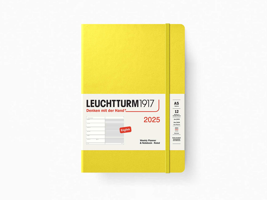 2025 Leuchtturm 1917 Weekly Planner & Notebook - LEMON Hardcover, Ruled Pages