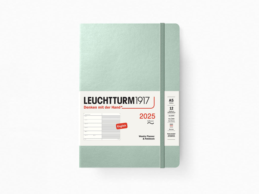 2025 Leuchtturm 1917 Weekly Planner & Notebook - MINT GREEN Softcover, Ruled Pages