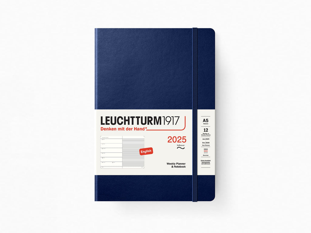 2025 Leuchtturm 1917 Weekly Planner & Notebook - NAVY Softcover, Ruled Pages