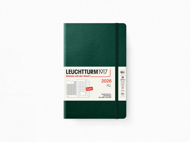 2026 Leuchtturm 1917 Monthly Planner with Notebook - FOREST GREEN Softcover