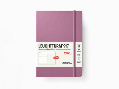 2026 Leuchtturm 1917 Weekly Planner & Notebook - DUSTY ROSE Hardcover, Dotted Pages