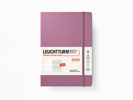 2026 Leuchtturm 1917 Weekly Planner & Notebook - DUSTY ROSE Hardcover, Ruled Pages