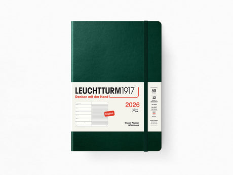 2026 Leuchtturm 1917 Weekly Planner & Notebook - FOREST GREEN Softcover, Ruled Pages