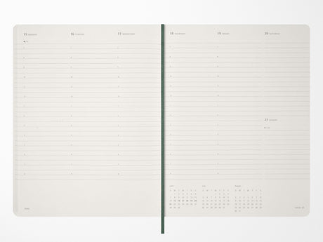 2026 Moleskine 15 Month Essential Weekly Vertical Planner - MYRTLE GREEN Softcover