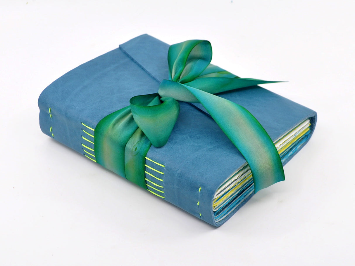 Blue Water Lily One of a Kind Leather Journal