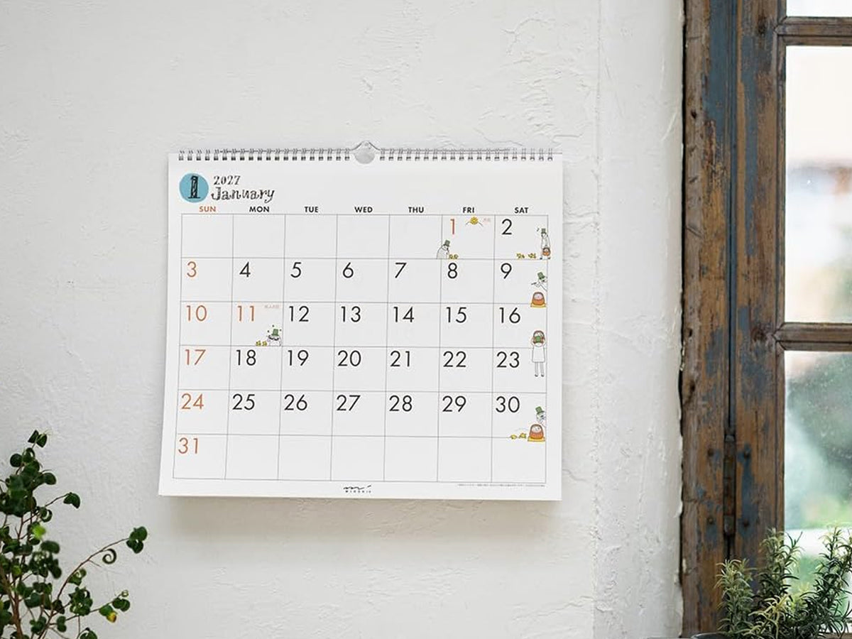 Midori Wall Calendar 2027 - Ojisan