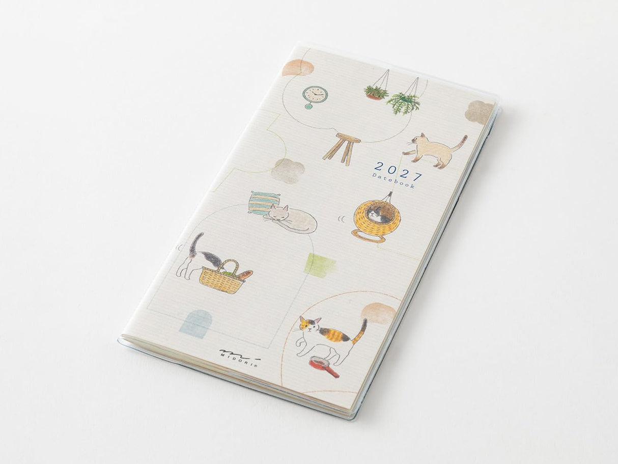 Midori Pocket Diary Slim Cat 2027