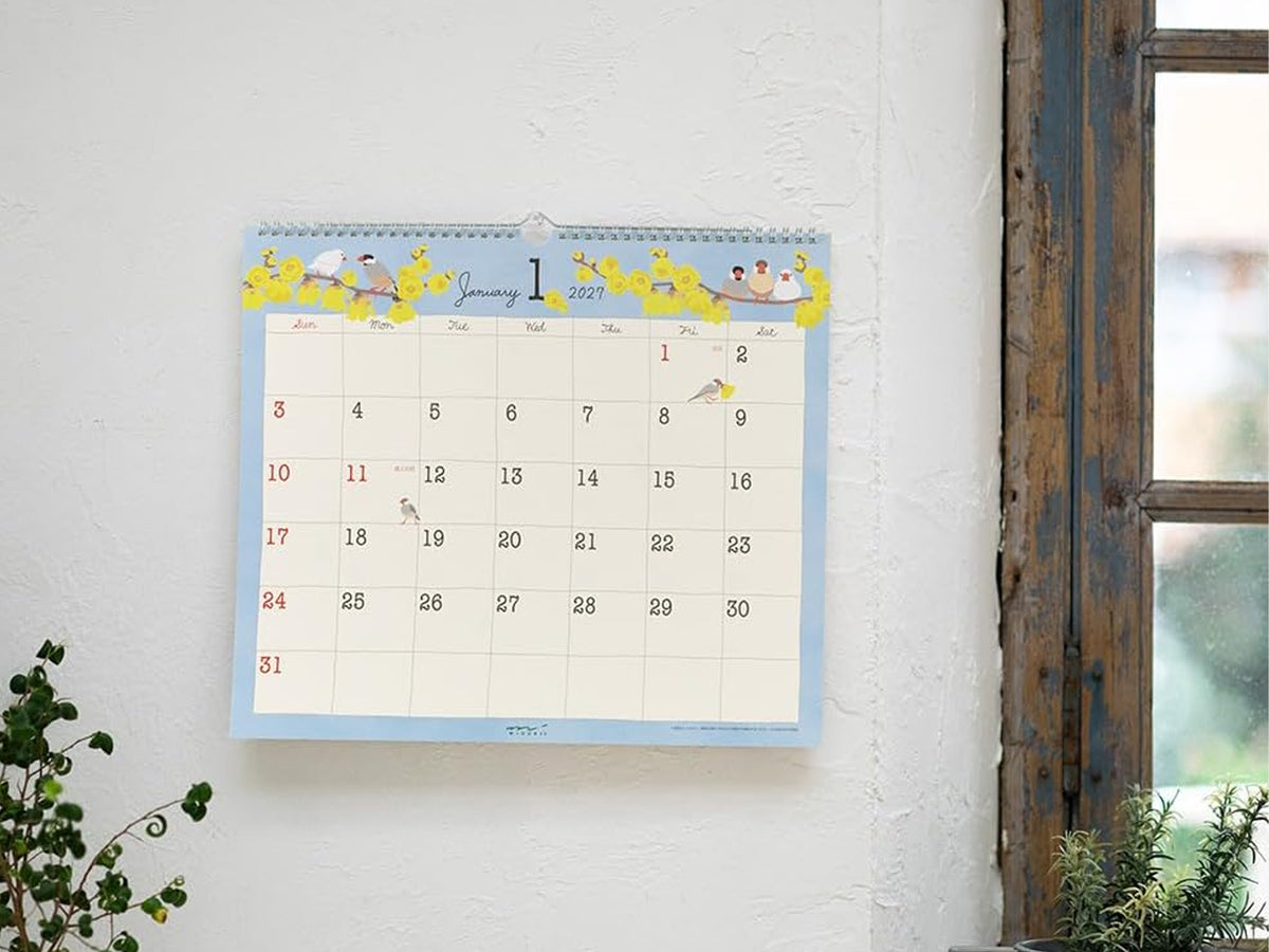 Midori Wall Calendar 2027 - Bird