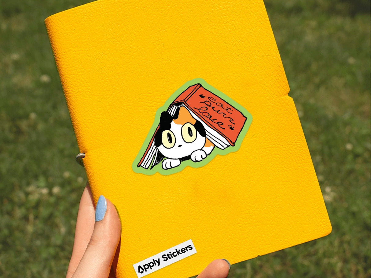 Eat Purr Love Book Cat Vinyl Sticker