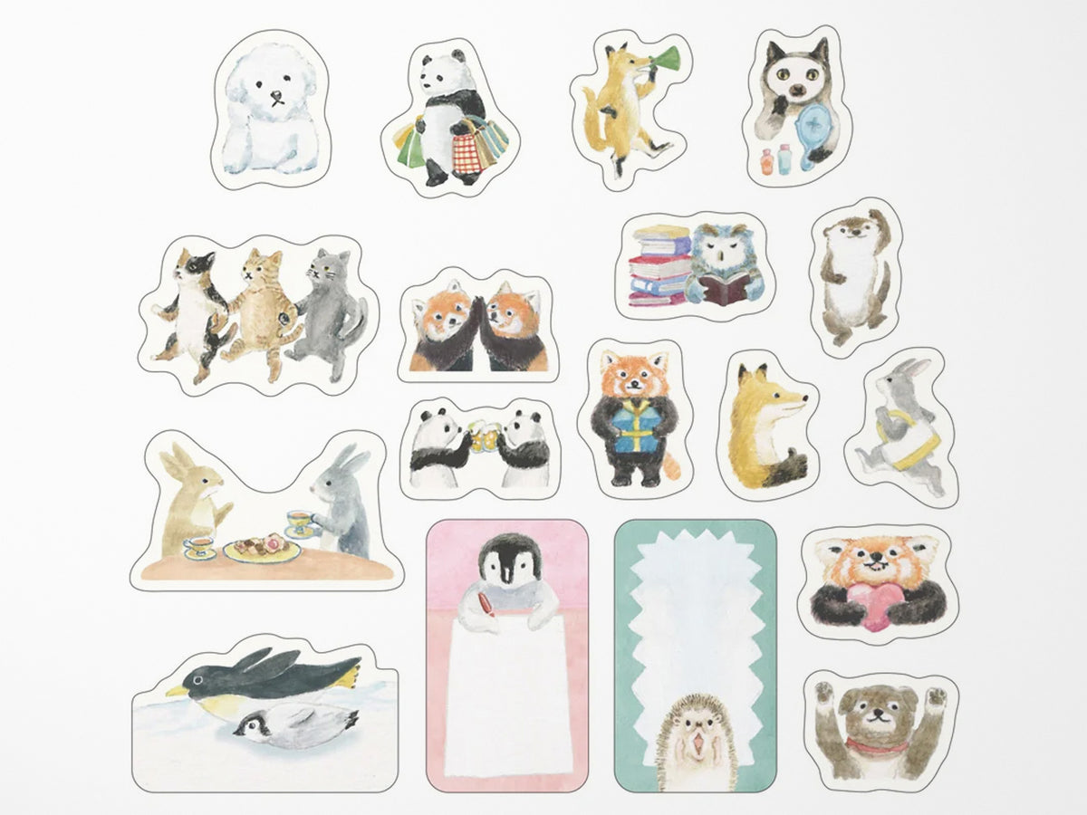 Midori Yuru Log Roll Sticker Animal Emotion