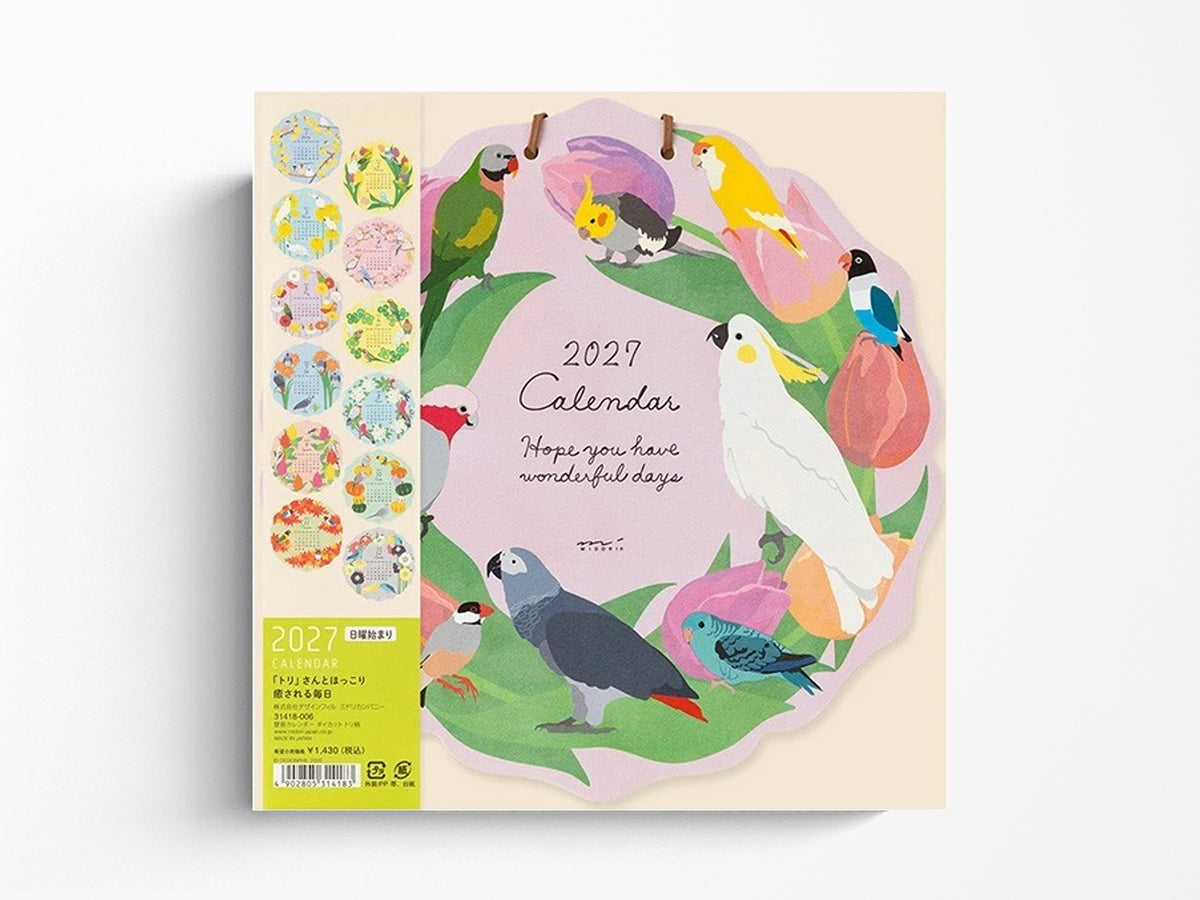 Midori Wall Calendar 2027 - Die Cut Bird