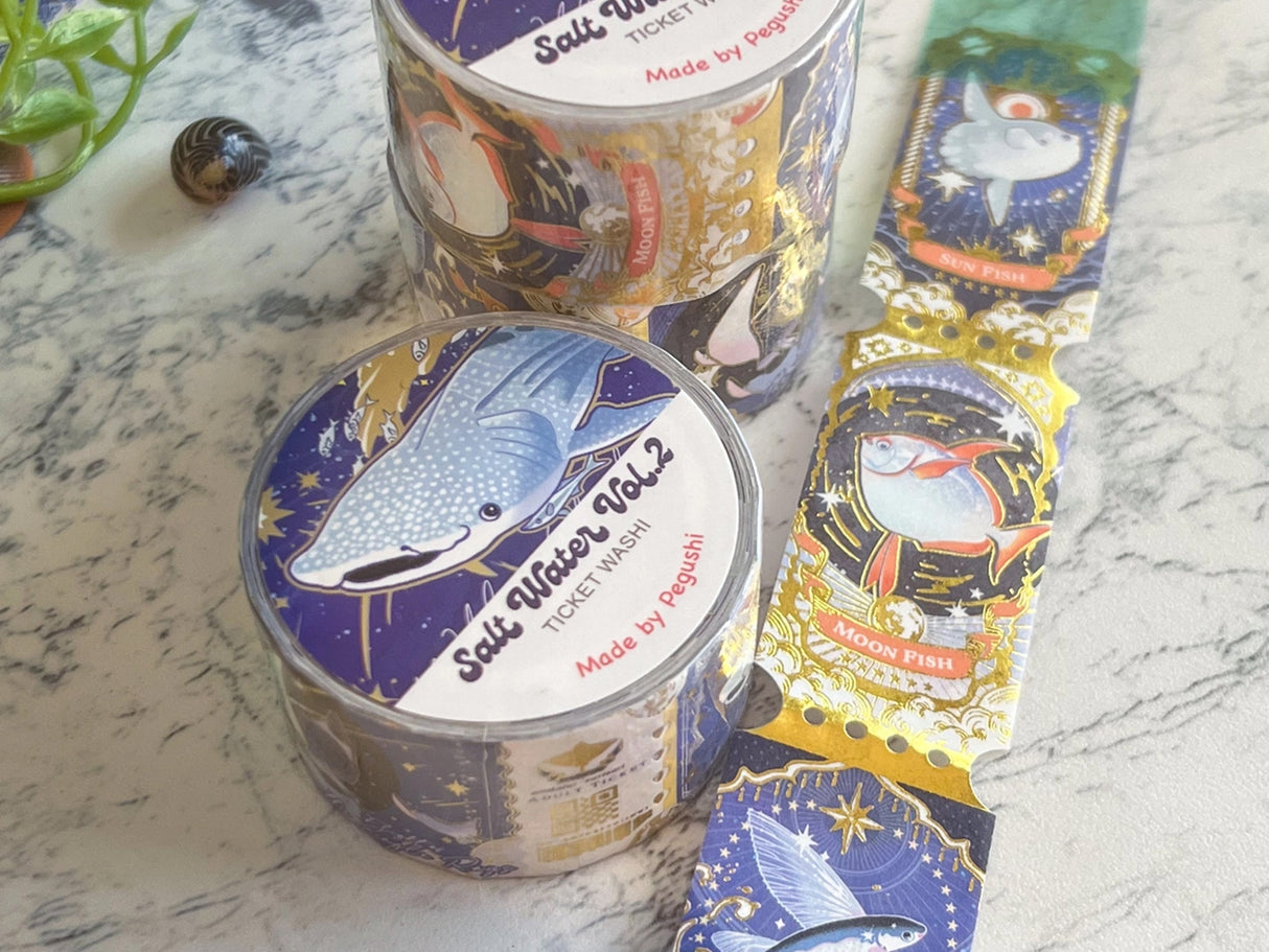 Gold Foil Saltwater Ticket Washi Tape Vol. 2