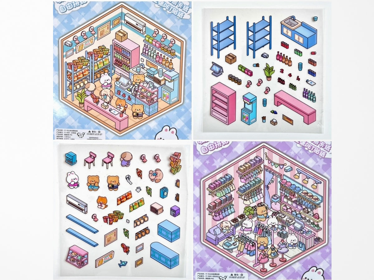 3D Diorama Store Sticker Sheet - Assorted