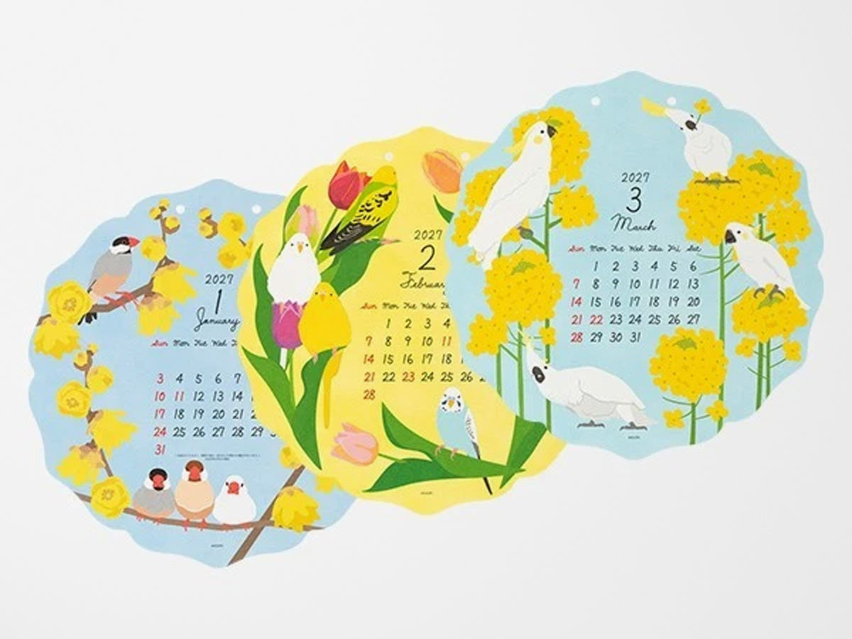 Midori Wall Calendar 2027 - Die Cut Bird