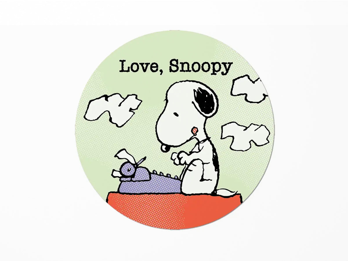 Love Snoopy Typewriter Die Cut Sticker