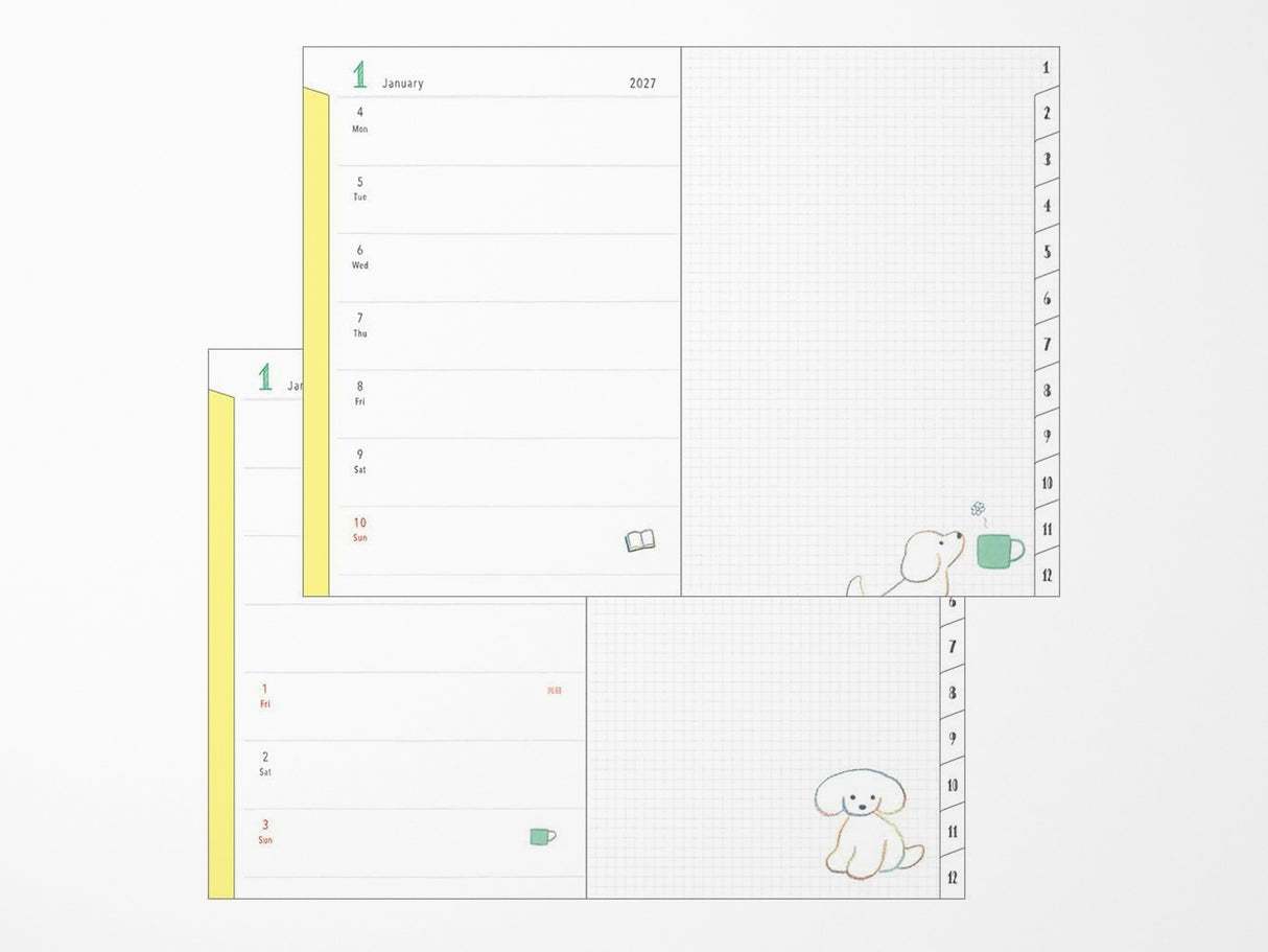 Midori Pocket Diary B6 Dog 2027