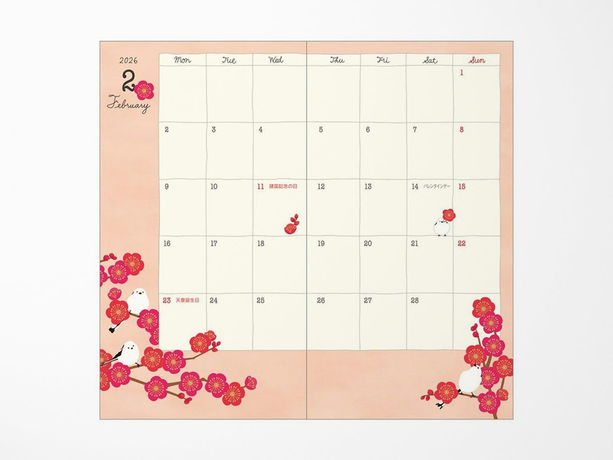 Midori Pocket Diary Slim Bird 2027