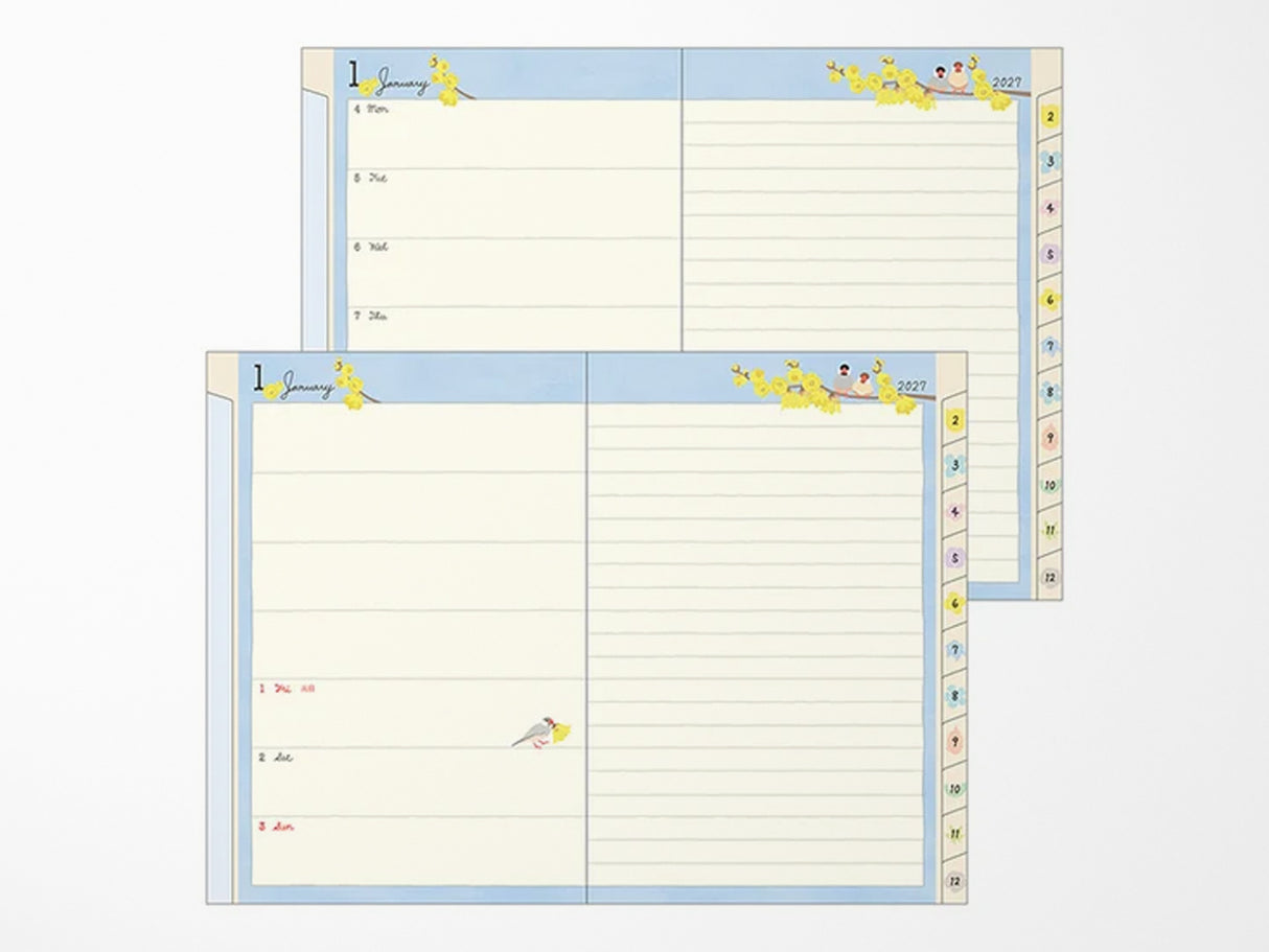 Midori Pocket Diary B6 Bird 2027
