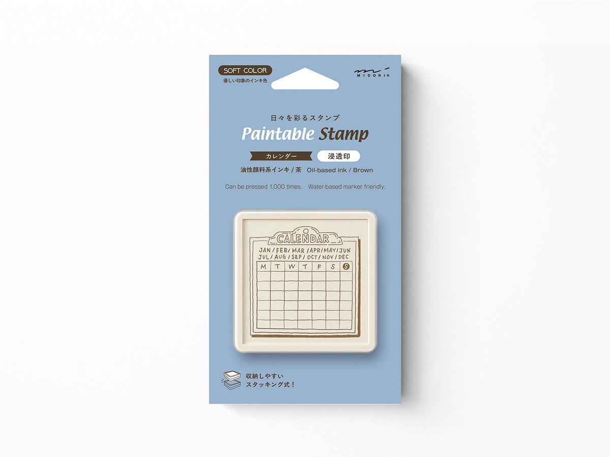 Midori Pre-Inked Stamp - Soft Color Calendar Brown