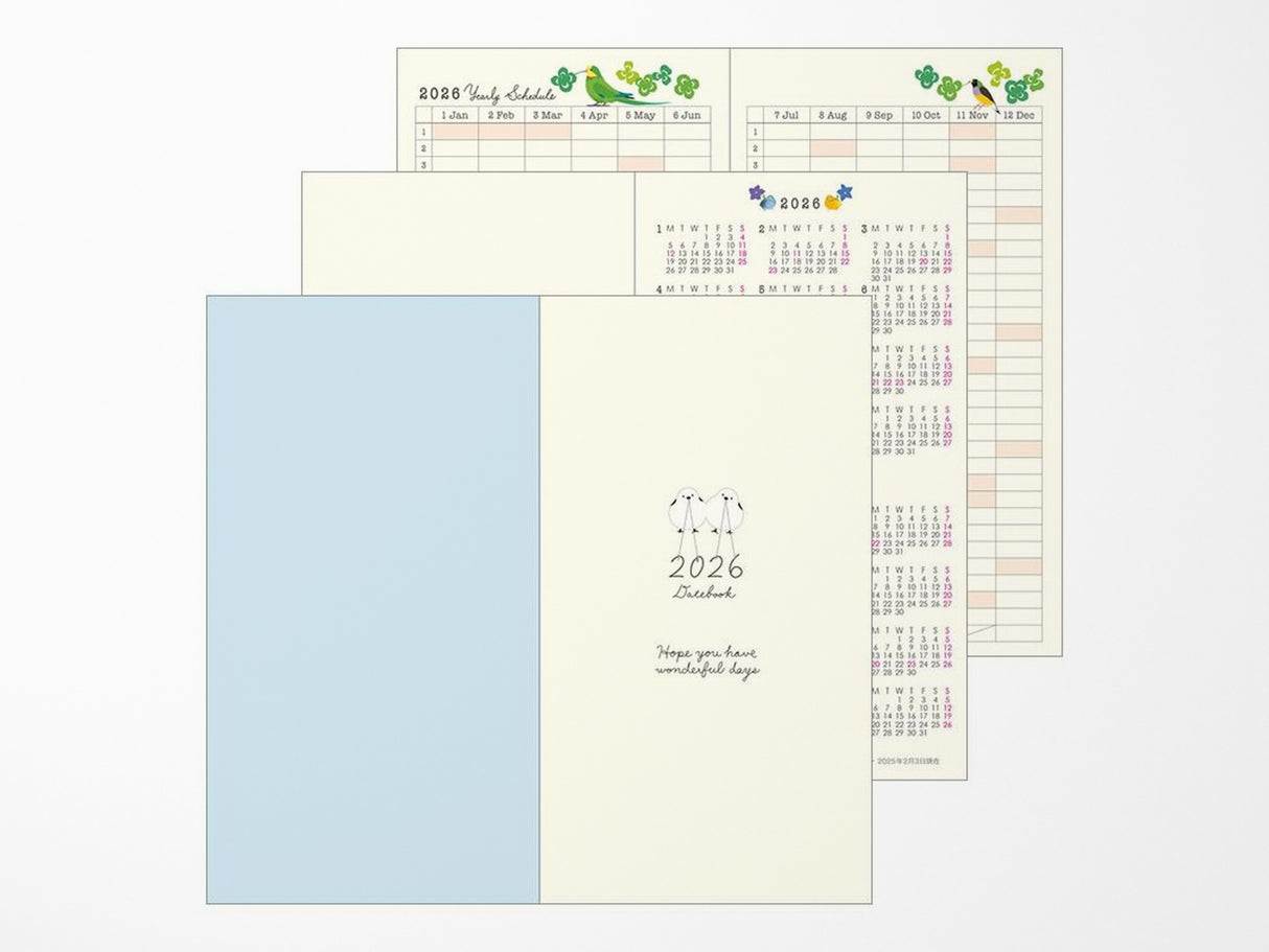 Midori Pocket Diary Slim Bird 2027