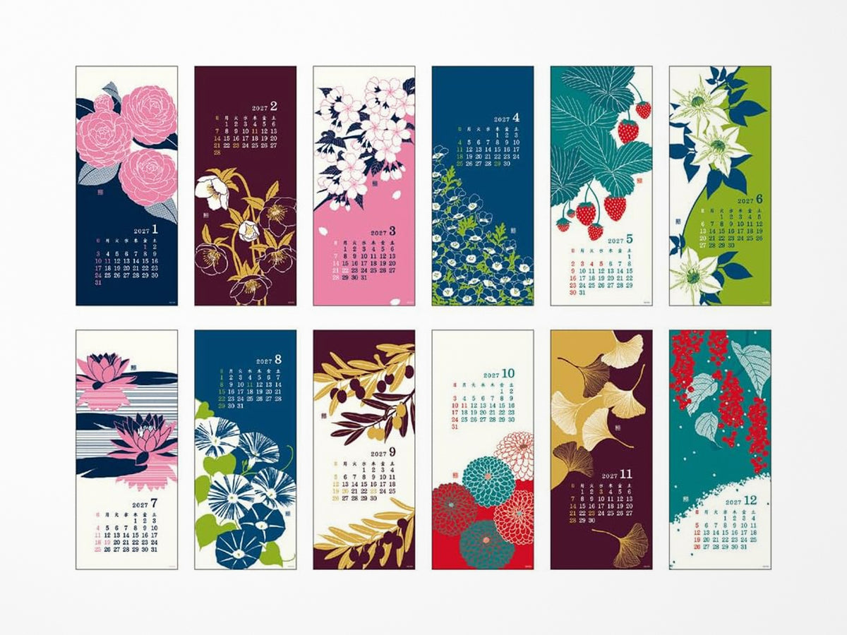 Midori Wall Calendar 2027 - Echizen Washi Flower