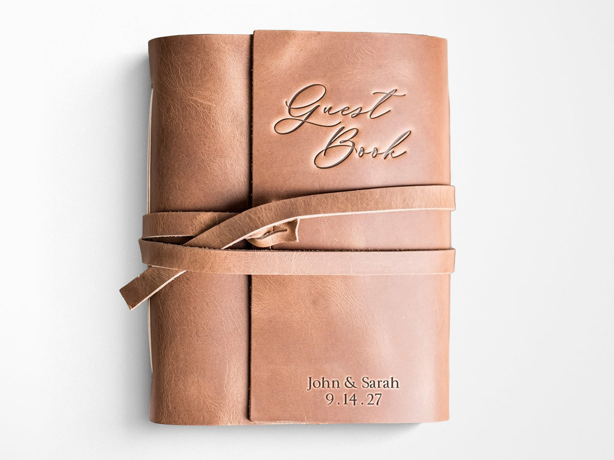 Rustic Leather Handstitched Guest Book