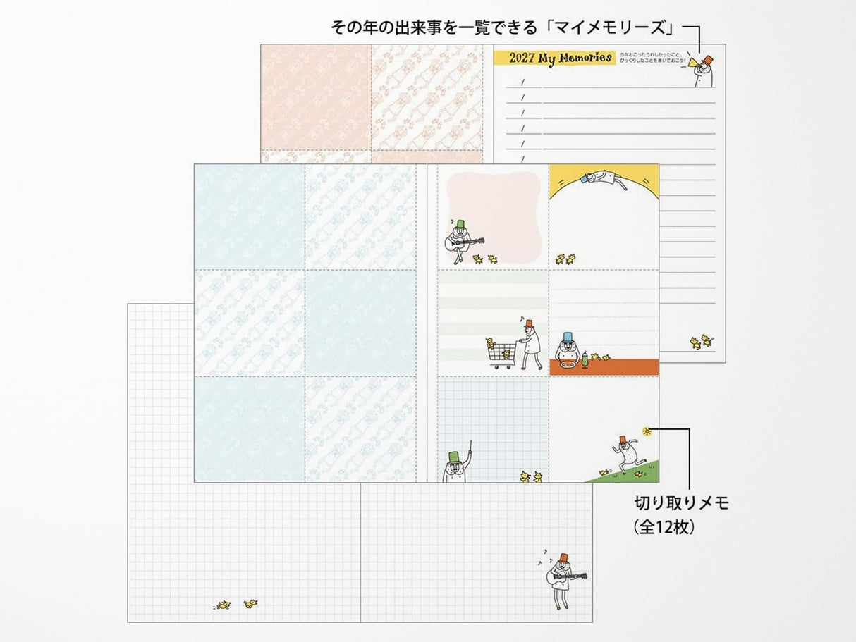 Midori Pocket Diary A6 Monthly Ojisan 2027