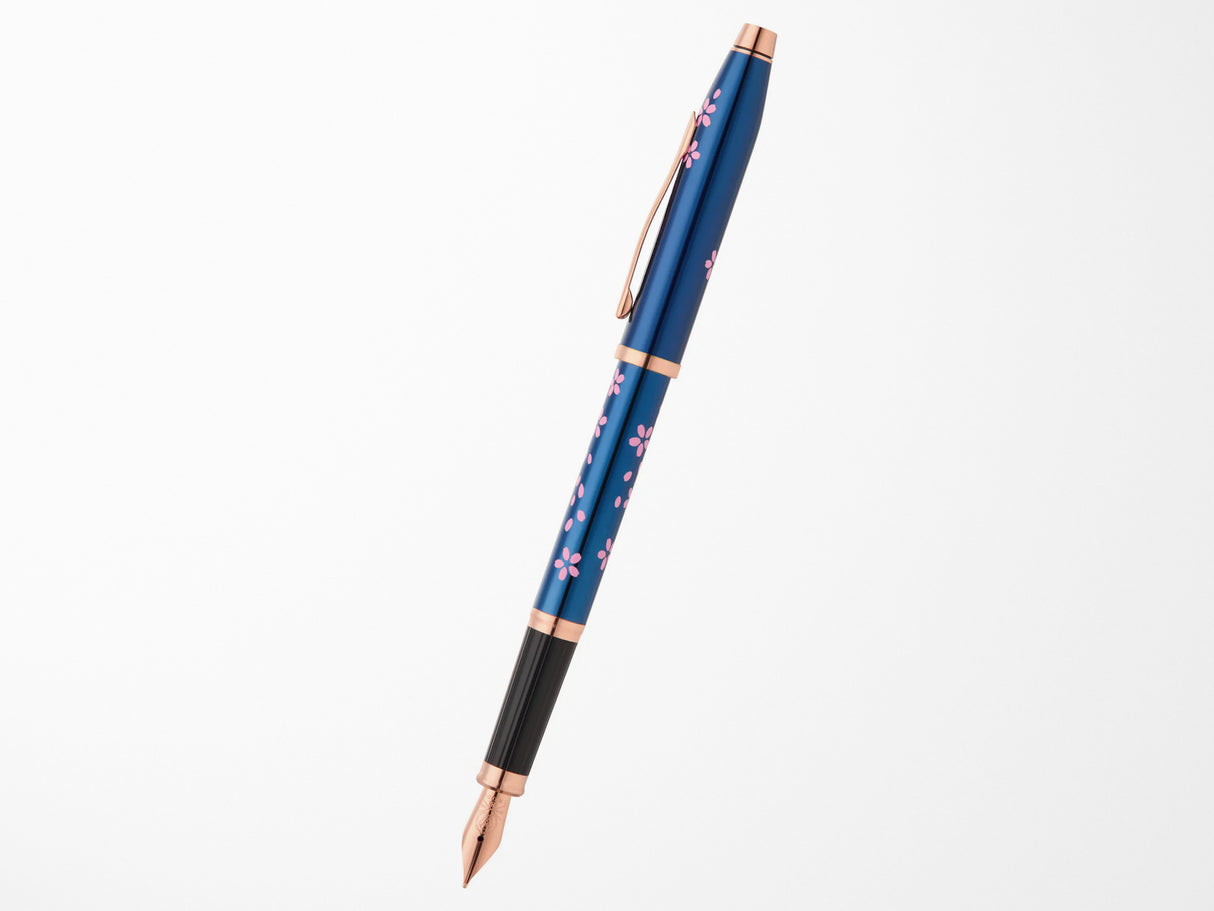 AT Cross Century II Translucent Blue Lacquer Cherry Blossom Fountain Pen