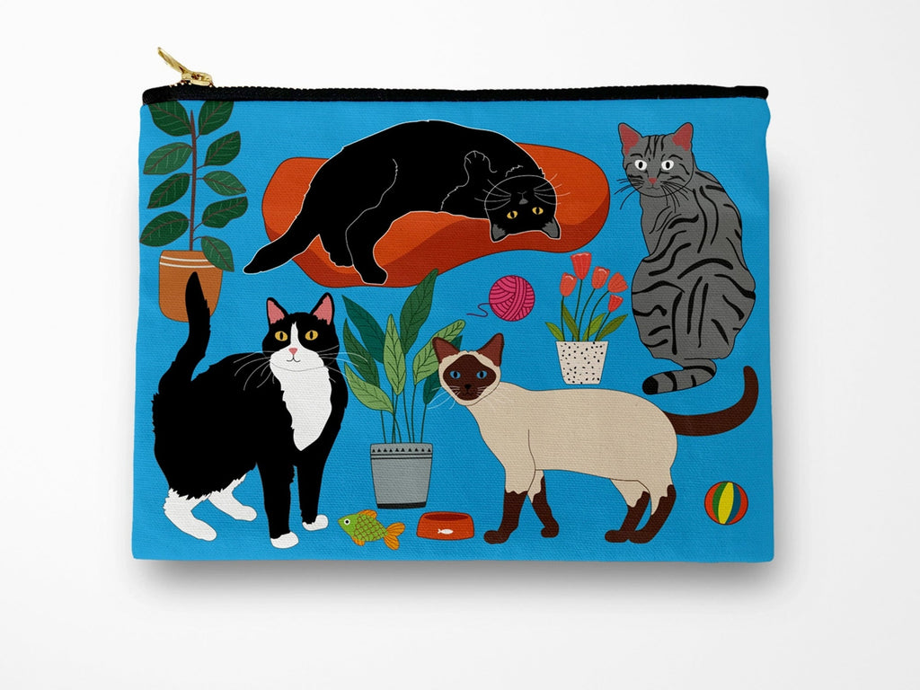 At Home with Kitty Cats Pencil Pouch / Cosmetic Bag
