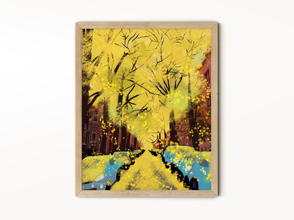 Autumn Gold Ginkgo Trees on Swann Street Print