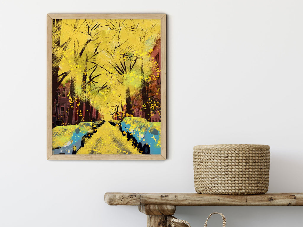 Autumn Gold Ginkgo Trees on Swann Street Print