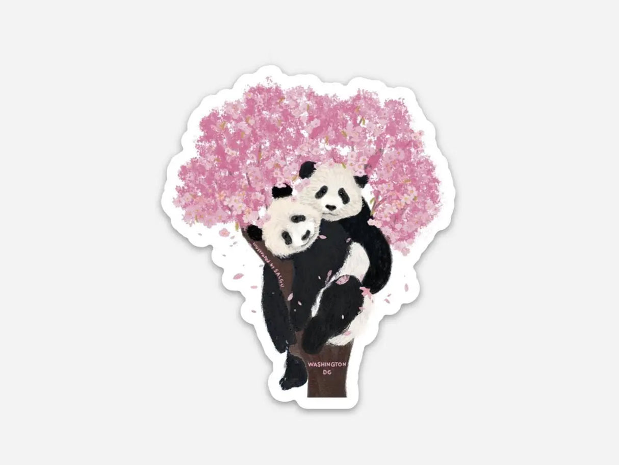 Bao Li and Qing Bao with Cherry Blossoms Vinyl Sticker