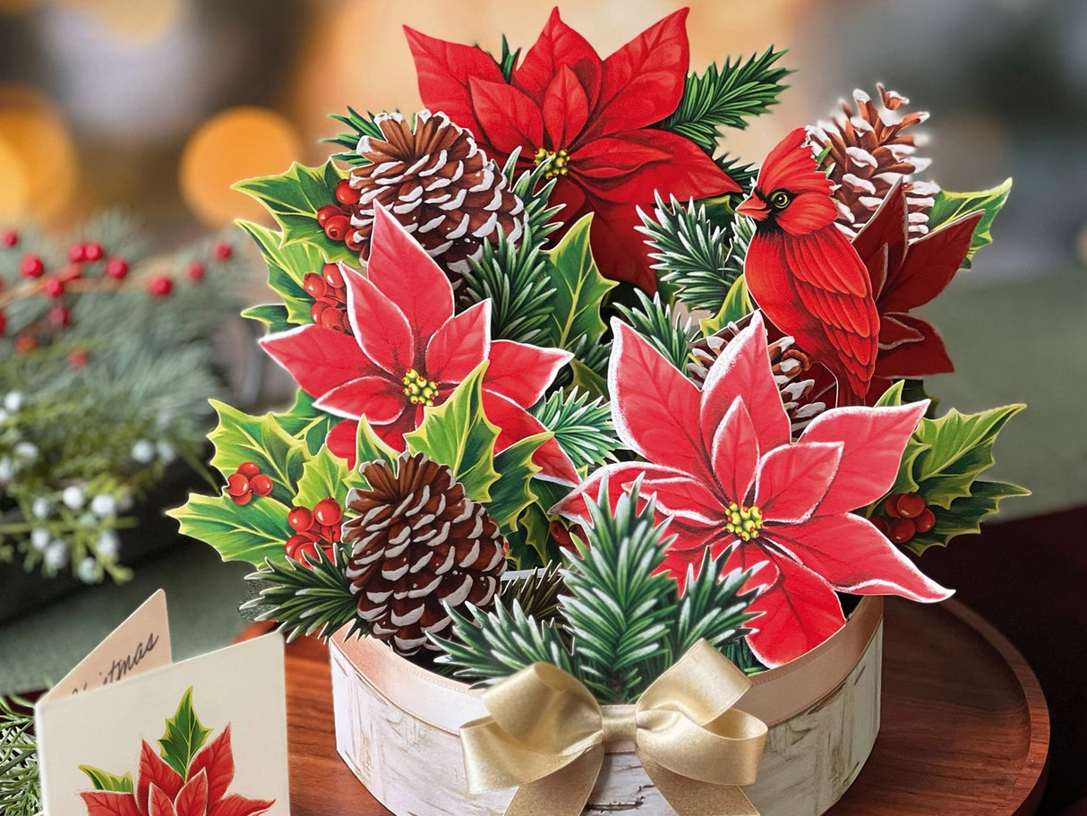Birch Poinsettia Pop Up Greeting Bouquet