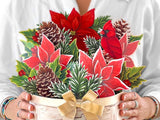 Birch Poinsettia Pop Up Greeting Bouquet