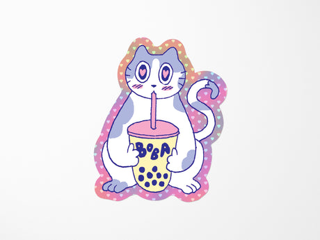 Boba Cat Vinyl Sticker